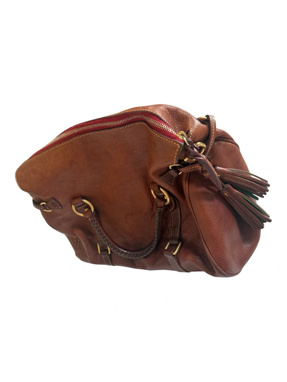 Dooney & Bourke Medium Florentine Vachetta Leather Satchel Chestnut Brown Boho - Picture 11 of 11